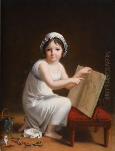 A child showing pictures from a book by Jeanne-Elisabeth Chaudet