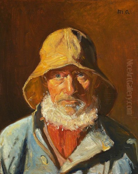 Portraet af fiskeren Niels Moller i sollys. - view 1