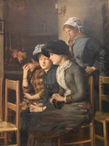 Jeunes filles a l'eglise by Marie Petiet