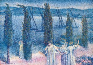 Coastal View with Cypress Trees by Henri-Edmond Cross