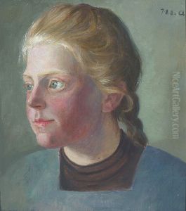 Portraet af ung pige med fletninger.