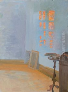 Evening sun in the artist's study at Markvej. by Anna Ancher