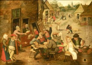 Peasants Drinking outside an Inn