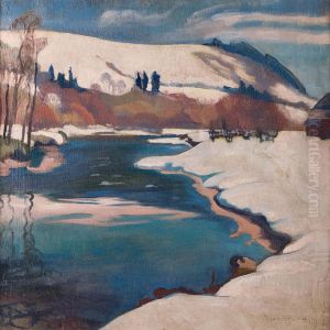 Winter landscape with a river by Stanislaw Ignacy Witkiewicz (Witkacy)