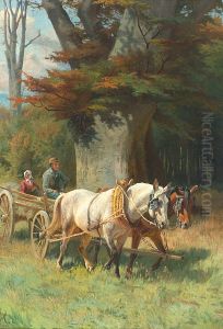 Landskab med hestevogn. by Adolf Mackeprang