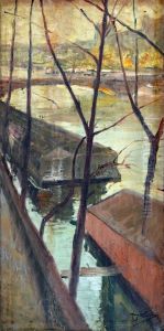 Laundry boats in Paris by Raymond Tournon