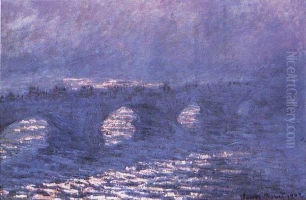 Waterloo-Brucke, Sonne im Nebel - view 1