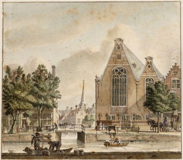 Description Singel 405 (d.)-413, with the Boerenverdriet bridge over the Spui between 409 and 411, seen from the other side of the Singel - view 1