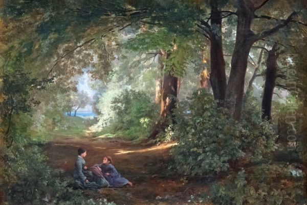 Conversation dans une allee pres du lac - view 1