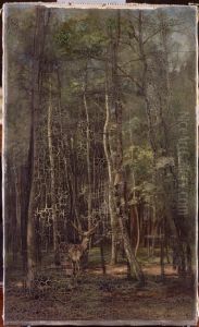 Fontainebleau : bouleaux et pins by Eugene Lavieille