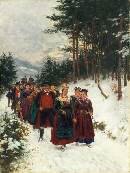 Cortege de mariage en hiver - view 1