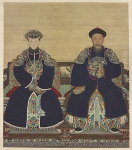 Portrait of Yinti, Prince Xun (1688-1755), and Wife by unknown