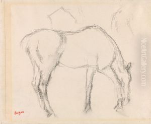 Horse grazing by Edgar Degas