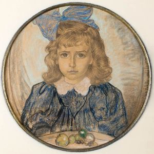 Portret dziewczynki z niebieska kokarda