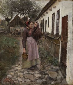 Uden for et bondehus by Laurits Andersen Ring