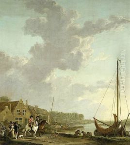An Extensive River Landscape by Abraham van Strij