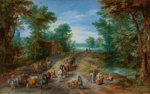 Wooded Landscape with Travelers by Jan Brughel