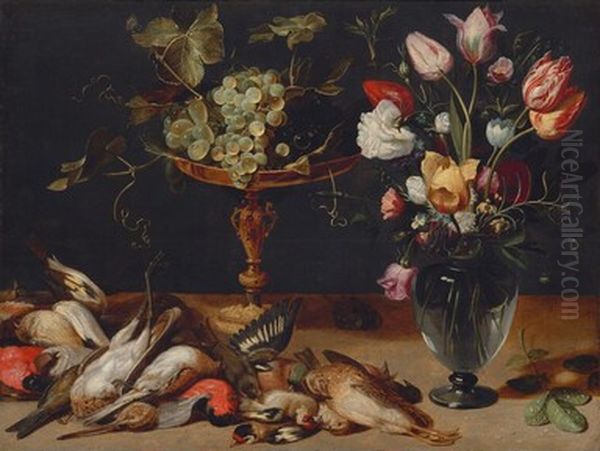 Still Life with Flowers, Grapes, and Small Game Birds - view 1