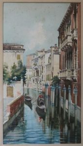 Gondola On A Canal In Venice