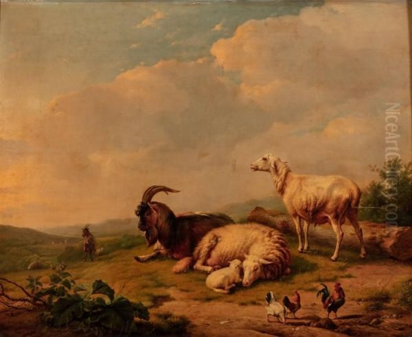 Sheep, Goat, and Chickens - view 1