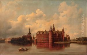 Frederiksborg Palace, near Copenhagen by Ferdinand Richardt