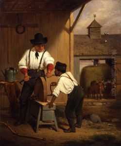 Grinding the Scythe by Francis William Edmonds