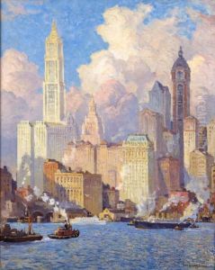 Hudson River Waterfront, New York City by Colin Campbell Cooper