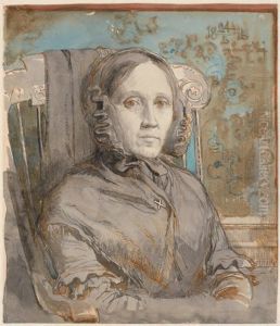 Colonel's Wife Cathrine Lundbye, nee Bonnevie, the Artist's mother by Johan Lundbye