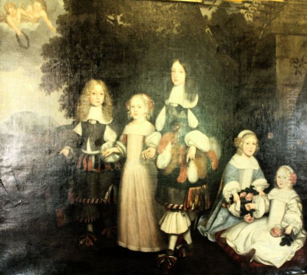 Group portrait of Karl Emil van Brandenburg (1655-1674), Amalia van Nassau -Dietz (1655-1695), Willem III van Nassau (1650-1702), Hendrik Casimir II van Nassau -Dietz (1657-1696) and Friedrich I van Pruisen (1657-1713) - view 1