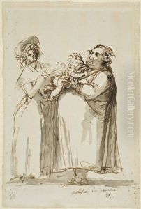Sergel och Anna Rella med sonen Gustav by Johan Tobias Sergel