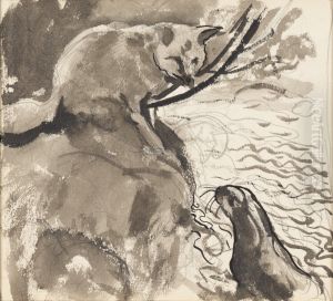 Otter and Fox - Study for Illustration, The Wonderful Adventure of Nils by Selma Lagerlof Otter and Fox - Study for Illustration, The Wonderful Adventure of Nils by Selma Lagerlof