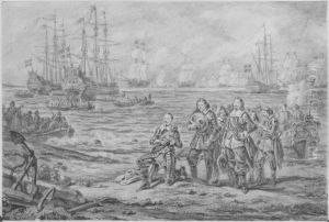 Gustav II Adolfs landstigning i Tyskland by Carl Andreas Dahlstrom