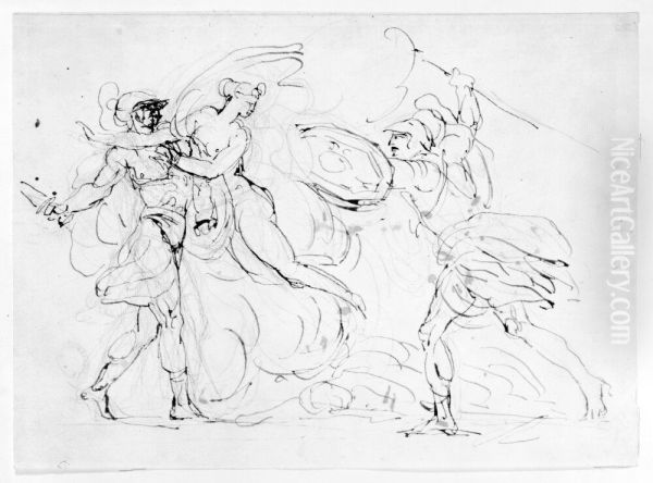 Afrodite skiljer Paris och Menelaus - view 1