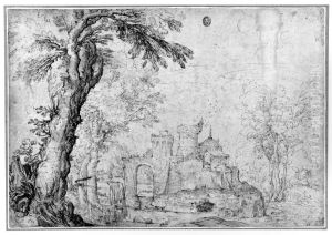 Landscape with a castle by Annibale Carracci