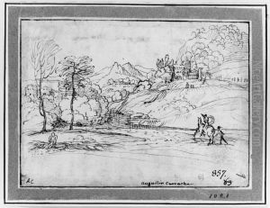 Landscape with a Horseman by Agostino Carracci