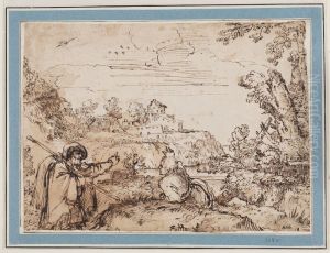 Landscape with Two Men in the Foreground by Annibale Carracci