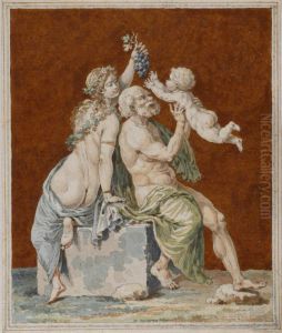 Antik fresk fran Herculaneum. Silenius och Bacchusbarnet by Pierre-Adrien Paris