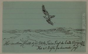 Sjofagel med fisk i nabben, diktillustration