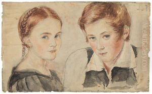 Henriette och Gustaf Lagercrantz by Gustaf Wilhelm Finnberg