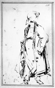 Man in Turban, Standing by Giovanni Domenico Tiepolo