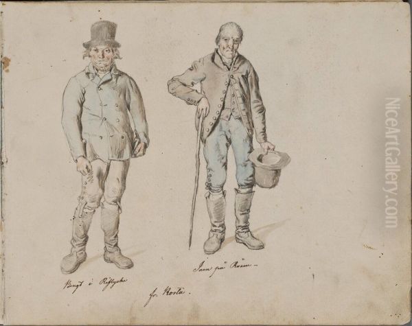 Bengt i Rislycke och Juan pa Ra. Ingar i skissbok - view 1