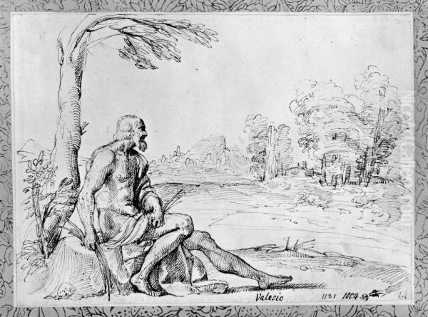 Man resting in a landscape setting - view 1