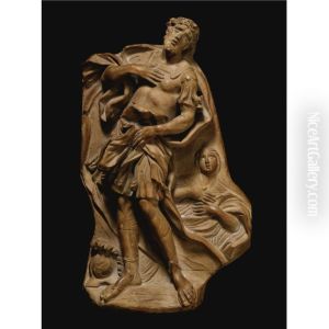 A Terracotta Relief Of St. Eustace by Melchiore Caffa Il Maltese
