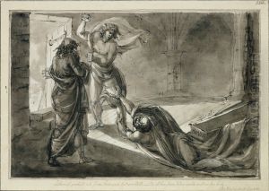 Die Rauber, Act III, scen XVII by Johan Tobias Sergel