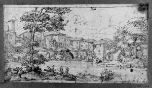 View of a village by a river View of a village by a river