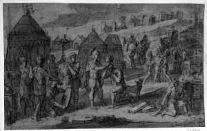 General forser knabojande prins med vapen by Francois-Alexandre Verdier