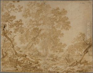 Wooded Landscape with Figures by Nicolaes Pieterszoon Berchem