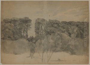 Studie av skogsparti, 1864 by Holger Roed