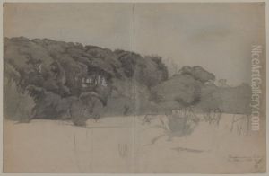 Studie av skogsparti med betande kor, 1864