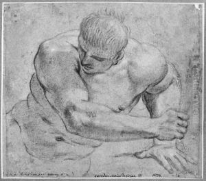Study of a Nude man's Head and Torso by Giacomo Cavedone